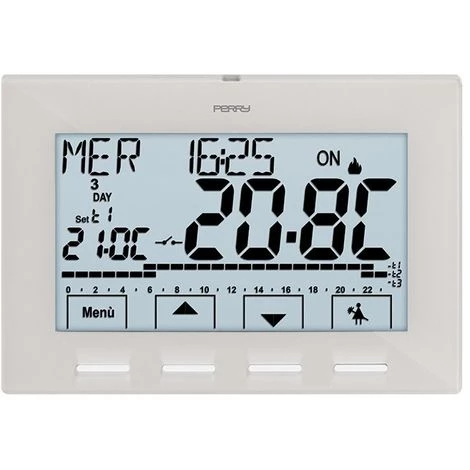 Perry Weißer WanduhrThermostat Perry 1CRCR029B 3 Perry Weißer WanduhrThermostat Perry 1CRCR029B