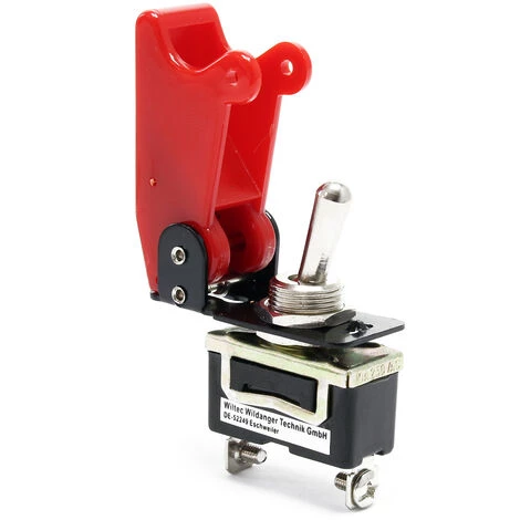 WILTEC Kill Switch Kippschalter Für 12 V 20 A Knock Out Mit Roter Kappe ON-OFF 3 WILTEC Kill Switch Kippschalter Für 12 V 20 A Knock Out Mit Roter Kappe ON-OFF