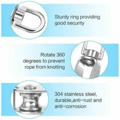 LITZEE 5-teilige Einzelwirbelrolle M15 Heavy Duty Edelstahl Einzelrolle Einzelblock Glatte 35KG Laderolle Zum Heben Von Seil Kabel Wäscheleine -Motoren für Gartenwerkzeug Verkäufe 34910687 4