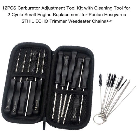 HAPPYSHOPPING 12PCS Vergaser-Einstellwerkzeug Mit Reinigungswerkzeug Für 2-Zyklen-Kleinmotor-Ersatz Für Poulan Husqvarna STHIL ECHO Trimmer Weedeater Chainsaw,Schwarzes Silber 4 HAPPYSHOPPING 12PCS Vergaser-Einstellwerkzeug Mit Reinigungswerkzeug Für 2-Zyklen-Kleinmotor-Ersatz Für Poulan Husqvarna STHIL ECHO Trimmer Weedeater Chainsaw,Schwarzes Silber – Bild 2