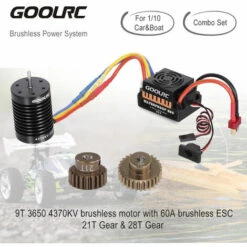 GoolRC 9T Motor 3650 4370KV Brushless Motor 60A ESC Elektronischer Geschwindigkeitsregler 5,8V/3A BEC 21T Gang 28 Gang Fur 1/10 RC Car Crawler Truck Boat