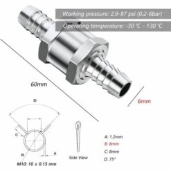 THSINDE 2Pcs Rückschlagventil, 8MM Aluminium Kraftstoff Rückschlagventil, Kraftstoffregelventil, Für Benzin Diesel Vergaser Niederdruck Kraftstoffsysteme -Motoren für Gartenwerkzeug Verkäufe 42552537 3
