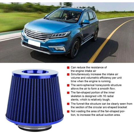 THSINDE Auto-Luftfilter-Kit Honigwabe 76mm Struktur Pilzkopf Mit Mehreren Durchmessern Hoher Durchfluss Niedriger Widerstand Universal (Blau) 7 THSINDE Auto-Luftfilter-Kit Honigwabe 76mm Struktur Pilzkopf Mit Mehreren Durchmessern Hoher Durchfluss Niedriger Widerstand Universal (Blau) – Bild 5