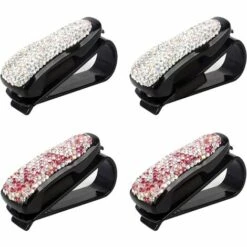 Betterlife 4pcs Auto Brillenhalter, Auto Brillenhalter Auto Brillenhalter Auto Sonnenblende Brillenhalter Auto Brillenhalter Sonnenblende Mit Strass