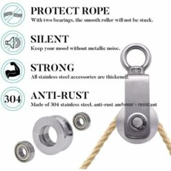 OCXIN Umlenkrollen Mit 2 Kugellager, Seilrolle Fitness Edelstahl 304 Flaschenzug Für Seile Stahlseil, Tragkraft 250kg -Motoren für Gartenwerkzeug Verkäufe 54174842 3