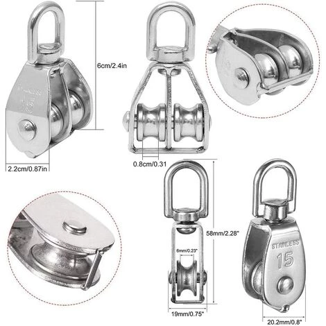 LITZEE 3 STÜCKE Edelstahl-Doppelriemenscheibe, Schwenk-Doppelriemenscheibe, Heberiemenscheibe, Laderolle, Edelstahlriemenscheibe, Einzelblockriemenscheibe, Edelstahl-Einzelriemenscheibe, Heberiemenscheibe M15 4 LITZEE 3 STÜCKE Edelstahl-Doppelriemenscheibe, Schwenk-Doppelriemenscheibe, Heberiemenscheibe, Laderolle, Edelstahlriemenscheibe, Einzelblockriemenscheibe, Edelstahl-Einzelriemenscheibe, Heberiemenscheibe M15 – Bild 2