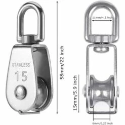 LITZEE 4 Stück Umlenkrolle Für Kabel, 15 Mm, Edelstahl, Kletterrolle, Laderollenrolle -Motoren für Gartenwerkzeug Verkäufe 55917951 4