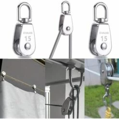 LITZEE 4 Stück Umlenkrolle Für Kabel, 15 Mm, Edelstahl, Kletterrolle, Laderollenrolle -Motoren für Gartenwerkzeug Verkäufe 55917951 5