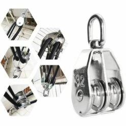 LITZEE 3 STÜCKE Edelstahl Doppelrolle Swivel Doppelrolle, Heberolle Laderolle, Edelstahlrolle, Einzelblockrolle, Edelstahl-Einzelrolle, M32-Heberolle -Motoren für Gartenwerkzeug Verkäufe 55918034 3