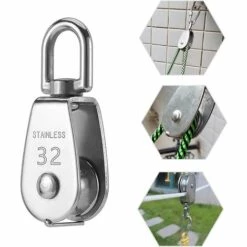 LITZEE 3 STÜCKE Edelstahl Doppelrolle Swivel Doppelrolle, Heberolle Laderolle, Edelstahlrolle, Einzelblockrolle, Edelstahl-Einzelrolle, M32-Heberolle -Motoren für Gartenwerkzeug Verkäufe 55918034 4