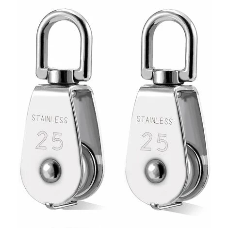 LITZEE 2 Stück 304 Edelstahl Riemenscheibe M25 Heberolle Laderolle 3 LITZEE 2 Stück 304 Edelstahl Riemenscheibe M25 Heberolle Laderolle