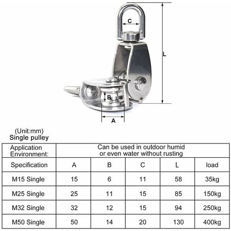 LITZEE 2 Stück 304 Edelstahl Riemenscheibe M25 Heberolle Laderolle 5 LITZEE 2 Stück 304 Edelstahl Riemenscheibe M25 Heberolle Laderolle – Bild 3