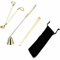 BARES Candle Accessory Set, 3 In 1 Candle Accessory Tool Set With Candle Wick Trimmer, Candle Extinguisher, Candle Wick Soaker, Christmas Gift Bag (Gold)