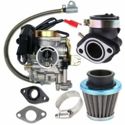 THSINDE Vergaser Fit Für GY6 50CC 49CC 4 Takt Roller Taotao Motor 18mm Vergaser Ansaugkrümmer Luftfilter,Silber