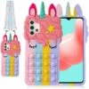 Fidget Toy Pop Handyhülle Für Samsung Galaxy A32 5g [1 Pack], Cartoon Kawaii Cute Funny Silicone Push Pop Bubble Stress Relief Fashion Unicorn Fidget-Thsinde