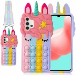 Fidget Toy Pop Handyhülle Für Samsung Galaxy A32 5g [1 Pack], Cartoon Kawaii Cute Funny Silicone Push Pop Bubble Stress Relief Fashion Unicorn Fidget-Thsinde