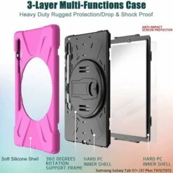 Hülle Für Samsung Galaxy Tab S8 Plus 2022 (sm-x800/x806) / S7 Fe 12.4 2021 (sm-t730/t733) Mit Displayschutzfolie, Drehbarem Ständer Und Riemen, Stoßfest C Rose Rot -Thsinde -Motoren für Gartenwerkzeug Verkäufe 60860300 3