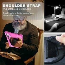 Hülle Für Samsung Galaxy Tab S8 Plus 2022 (sm-x800/x806) / S7 Fe 12.4 2021 (sm-t730/t733) Mit Displayschutzfolie, Drehbarem Ständer Und Riemen, Stoßfest C Rose Rot -Thsinde -Motoren für Gartenwerkzeug Verkäufe 60860300 5