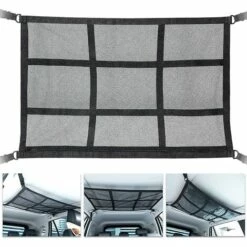 THSINDE Auto-Lastennetz 31 X 22 Zoll Elastisches Auto-Maschennetz SUV-Lastennetz Auto-Campingzubehör Auto-Doppelschicht-Dachspeicher-Organisator Für SUV-LKW-Zelt Sund