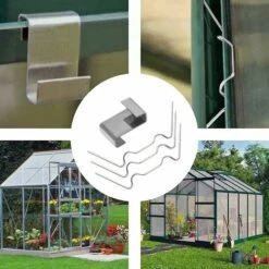 THSINDE 100 Stück Gewächshaus-Clips Für Glas, Edelstahl-Gewächshaus-Fenster-Clips, Glasscheiben-Befestigungs-Clips -Motoren für Gartenwerkzeug Verkäufe 62894710 5