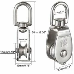 THSINDE M15 304 Edelstahl Umlenkrolle, 15 Mm Umlenkrolle, Krandrehhaken, Glattes Drahtseil, Kabelbelastung 77 Lbs/35 Kg (6 Stück) -Motoren für Gartenwerkzeug Verkäufe 66210138 4