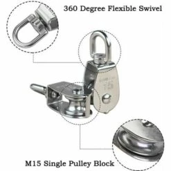 THSINDE M15 304 Edelstahl Umlenkrolle, 15 Mm Umlenkrolle, Krandrehhaken, Glattes Drahtseil, Kabelbelastung 77 Lbs/35 Kg (6 Stück) -Motoren für Gartenwerkzeug Verkäufe 66210138 5