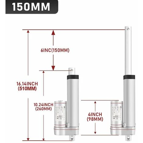 Hengda 1500N Linearantrieb Linearmotor Linear Actuator Verstellantrieb Türöffner Linearmotor 12V DC 5,7mm/s (150mm) 4 Hengda 1500N Linearantrieb Linearmotor Linear Actuator Verstellantrieb Türöffner Linearmotor 12V DC 5,7mm/s (150mm) – Bild 2
