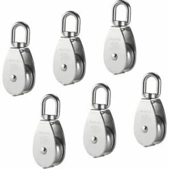 OUSUDELA M15 304 Edelstahl Umlenkrolle, 15 Mm Umlenkrolle, Krandrehhaken, Glattes Drahtseil, Kabelbelastung 77 Lbs/35 Kg (6 Stück)