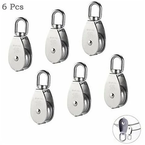 ECHOO 15MM Einzelrollenblockrolle, M15 304 Edelstahl Einzelrolle, Kranwirbelhaken, Glattes Drahtseil, Kabelbelastung 35 Kg (77 Lbs) (6 Stück) 3 ECHOO 15MM Einzelrollenblockrolle, M15 304 Edelstahl Einzelrolle, Kranwirbelhaken, Glattes Drahtseil, Kabelbelastung 35 Kg (77 Lbs) (6 Stück)