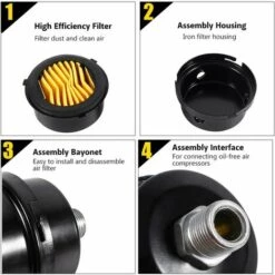 TINOR 2 Stück Luftkompressor-Schalldämpferfilter, 3/8 "16 Mm Außengewinde, Metallgehäuse, Luftkompressor-Schalldämpferfilter, Metall-Einlassfilter-Schalldämpfer Für Luftkompressorkessel(16mm) 9 TINOR 2 Stück Luftkompressor-Schalldämpferfilter, 3/8 "16 Mm Außengewinde, Metallgehäuse, Luftkompressor-Schalldämpferfilter, Metall-Einlassfilter-Schalldämpfer Für Luftkompressorkessel(16mm) -Motoren für Gartenwerkzeug Verkäufe 69372866 4