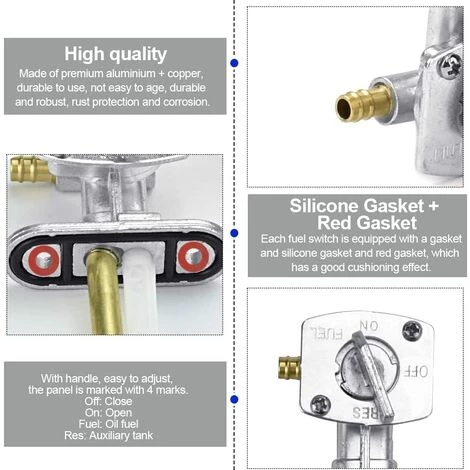 JOORRT 2 STÜCKE Benzinhahn Aluminiumlegierung Antiseptischer Benzin-Kraftstoffschalter 5 JOORRT 2 STÜCKE Benzinhahn Aluminiumlegierung Antiseptischer Benzin-Kraftstoffschalter – Bild 3